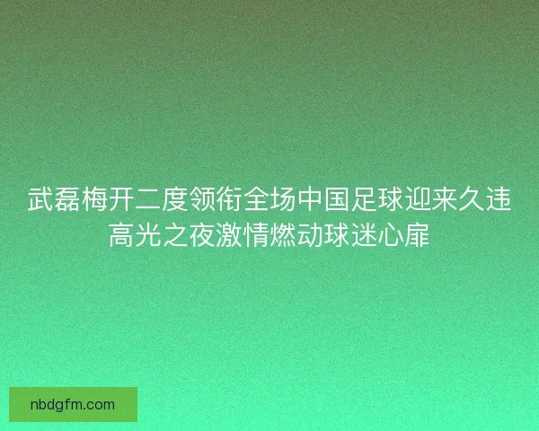 武磊梅开二度领衔全场中国足球迎来久违高光之夜激情燃动球迷心扉