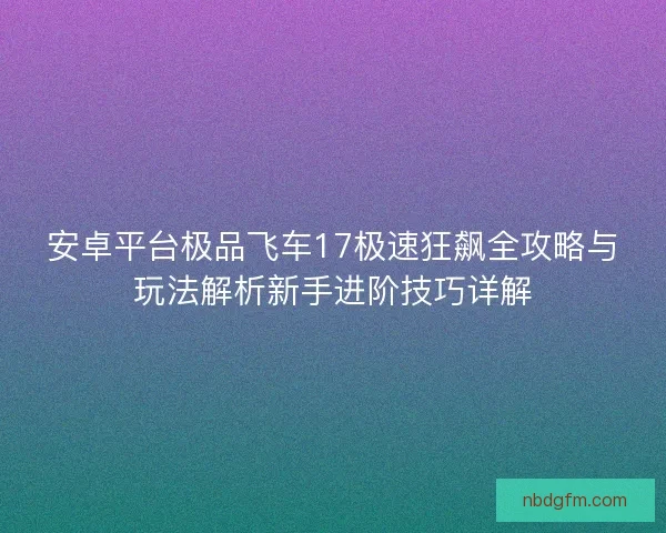安卓平台极品飞车17极速狂飙全攻略与玩法解析新手进阶技巧详解