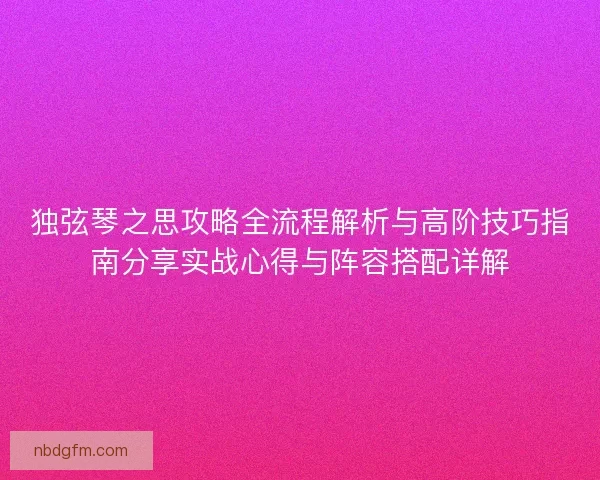 独弦琴之思攻略全流程解析与高阶技巧指南分享实战心得与阵容搭配详解